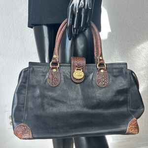 Brahmin Black and Brown Leather Handbag